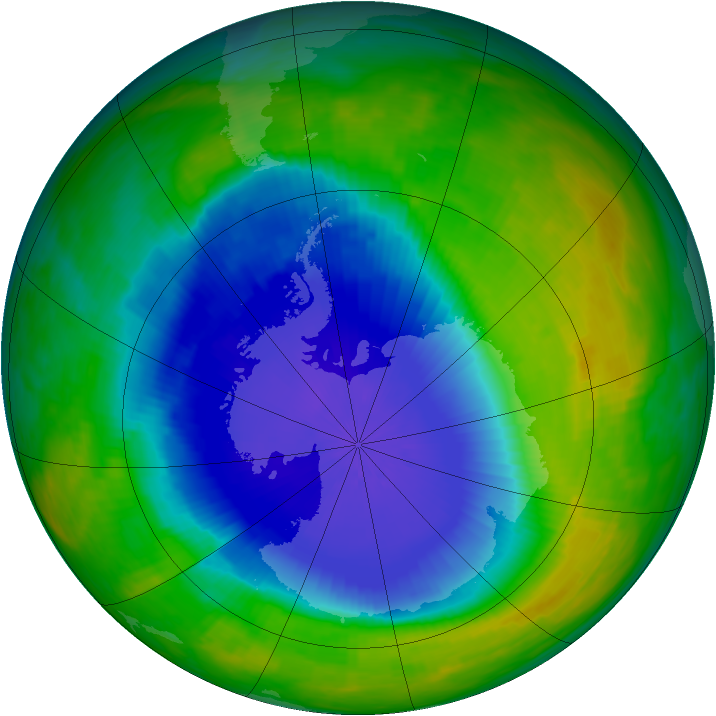 Antarctic ozone map for 02 November 1990